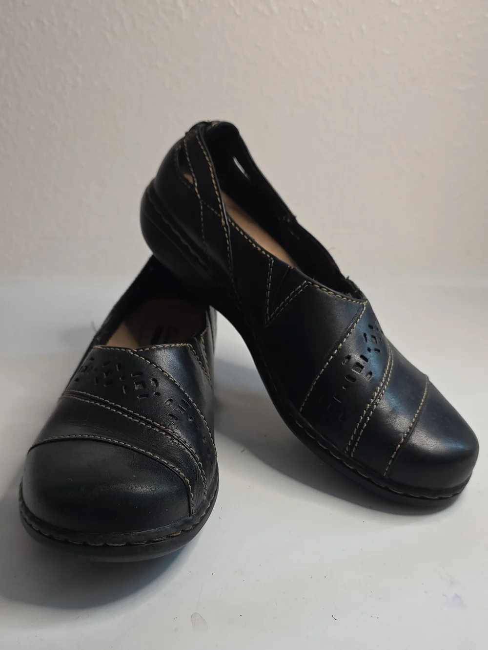 CLARKS EVIANNA FIG 4 COMFORT LEATHER LOAFERS BROWN SLIP ON LADIES 8.5 VGUC CUTE